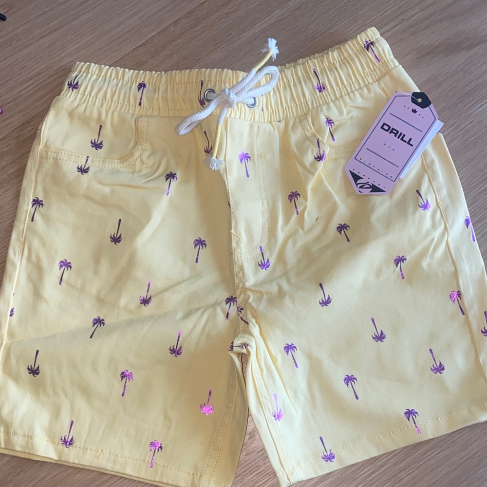 NWT Drill Yellow‎ Palm Print Men's Shorts